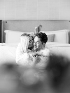 The Couple: bed, couple, hug, kiss, lay, share