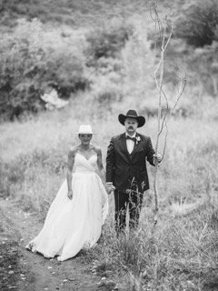 The Couple: wedding dress, bride, groom, catch, cocktail dress, couple