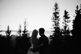 The Couple: bride, groom, profile, couple, horizon, hug