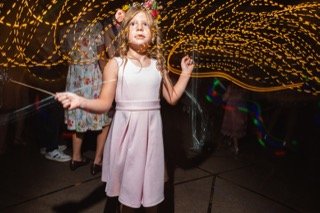 Dancing: bubble, catch, confetti, dress, pink, sparkler