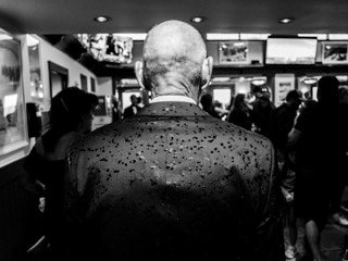 Details and Moments: back, business suit, cocktail dress, crowded, stand, stare