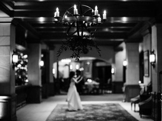 Details and Moments: bride, groom, carpet, chandelier, pillar, couple