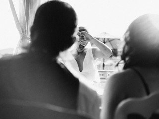 Details and Moments: bride, brush, cosmetic, dress, face, laugh