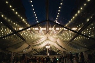 Details and Moments: canopy, ceiling, chandelier, curtain, dance floor, gathering