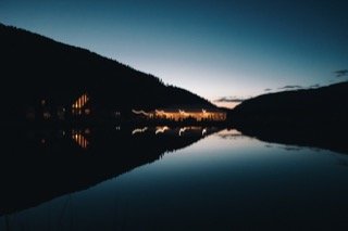 Details and Moments: animal, building, calm, dusk, light, lake