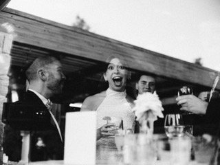 Family and Loved Ones: alcohol, bride, groom, cheer, table, drink