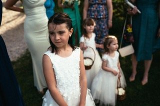 Family and Loved Ones: aisle, bride, bridesmaid, dress, flower girl, stand