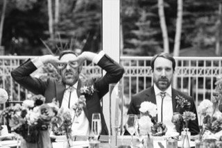 Family and Loved Ones: bride, groom, table, dinning table, hand, forehead