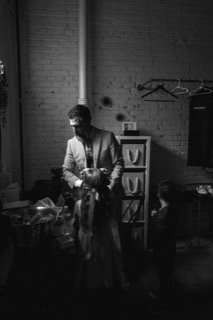 Getting Ready: barber, business suit, pillar, room, stand, stool