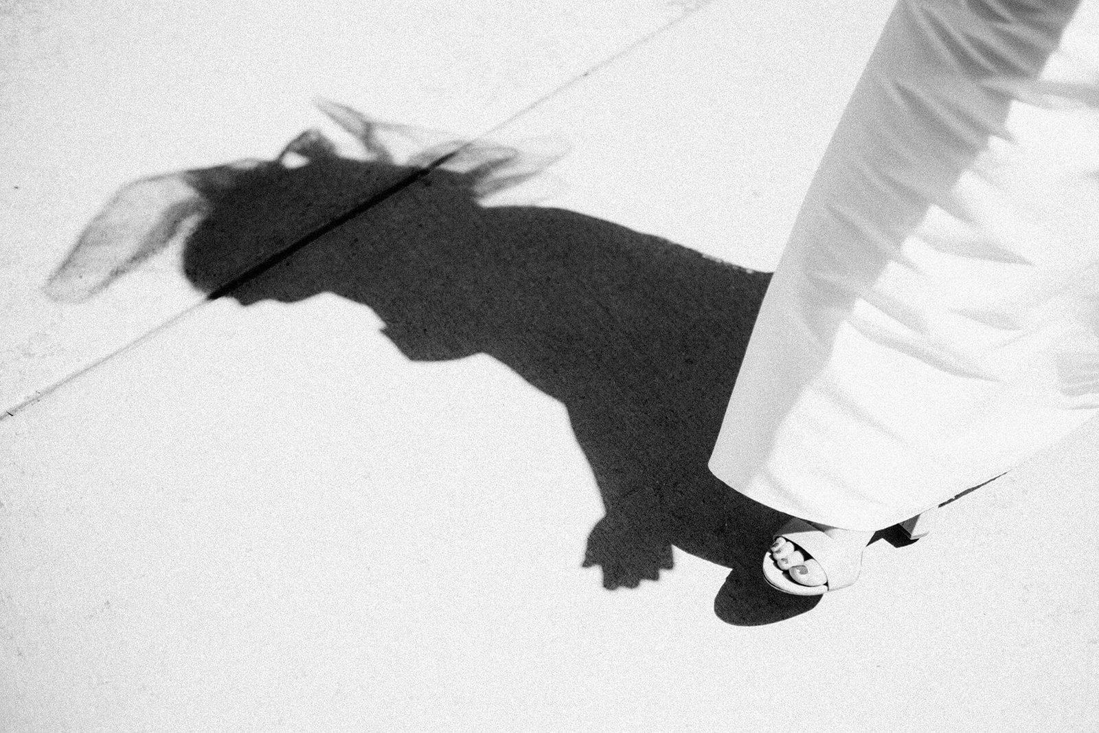 bride shadow as she is walking